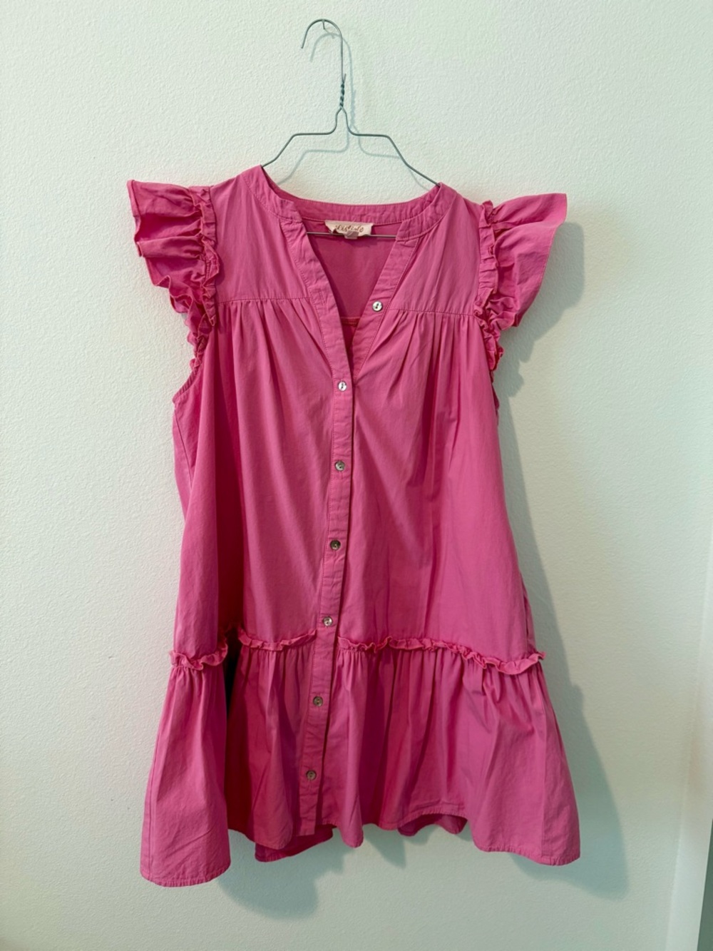 Listicle Pink Ruffled Button-Front Women’s Dress